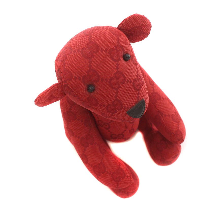 グッチ GUCCI テディベア ぬいぐるみ キャンバス GG柄 くま クマ 赤