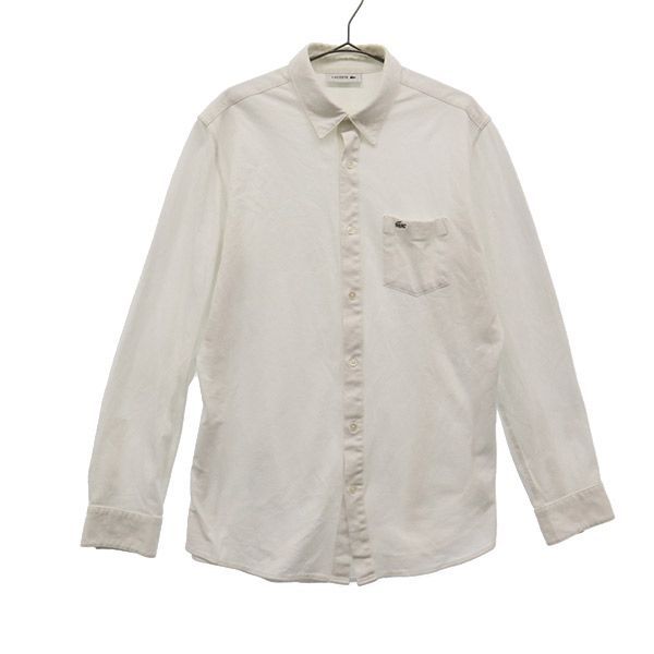 ラコステ 日本製 ワッペン 長袖 シャツ 5 ホワイト LACOSTE ロゴ メンズ 古着 【231108】