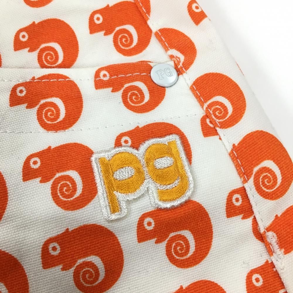 PEARLY GATES - 【超美品】パーリーゲイツ スカート 白×オレンジ カメレオン総柄 ストレッチ  レディース 1(M) ゴルフウェア PEARLY GATES 超美品】パーリーゲイツ スカート 白×オレンジ カメレオン総柄