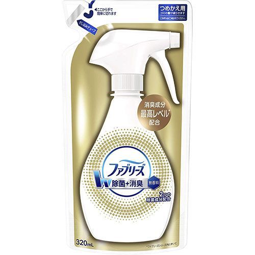 ケース販売 ファブリーズ 布用 W除菌 無香料 消臭成分プラス 詰め替え 320ml 24個入 ファブリックミスト 衣類用消臭スプレー まとめ買い 徳用
