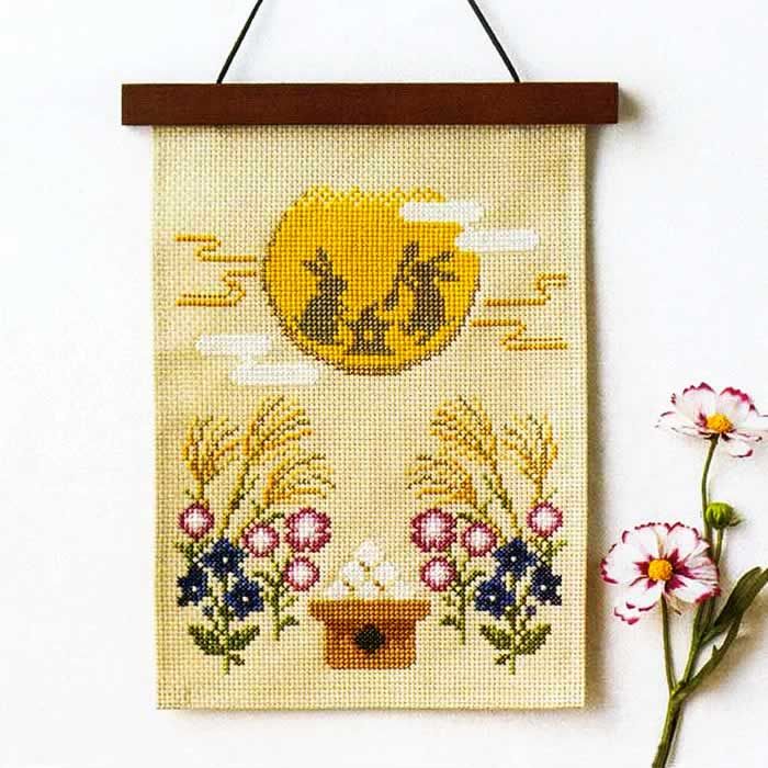 クロスステッチ　刺しゅう（刺繡）キット 暮らしが華やぐ季節のたのしみ  9月　十五夜のお月見