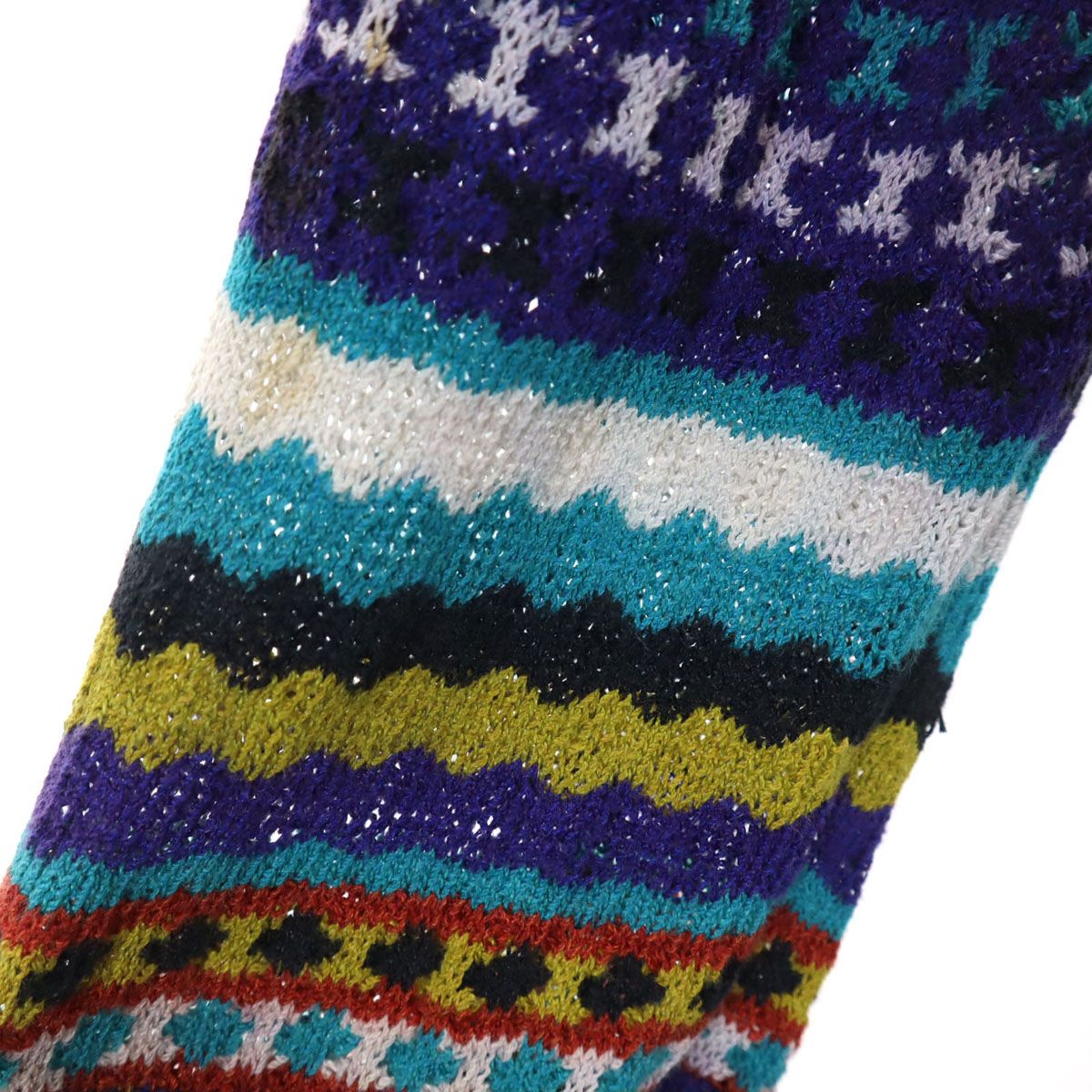 古着 Missoni ミッソーニ イタリア製 総柄 長袖 ニット 40 グリーン 
