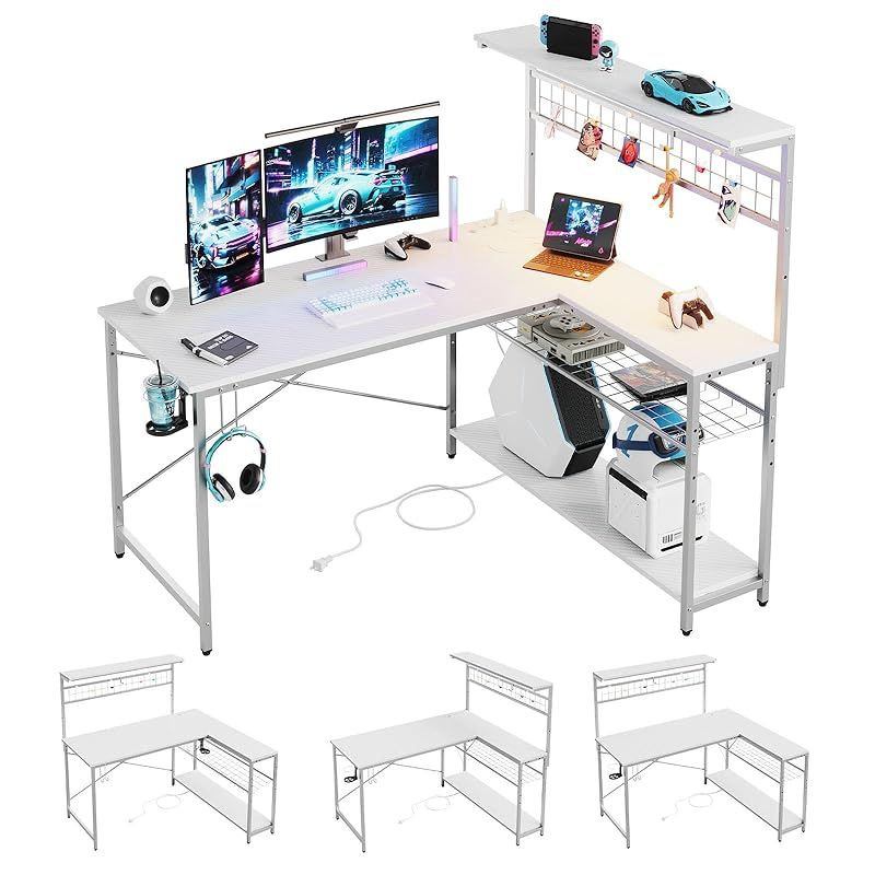 Bestier ゲーミングデスク l字デスク 幅130cm コンセント付き Type-C