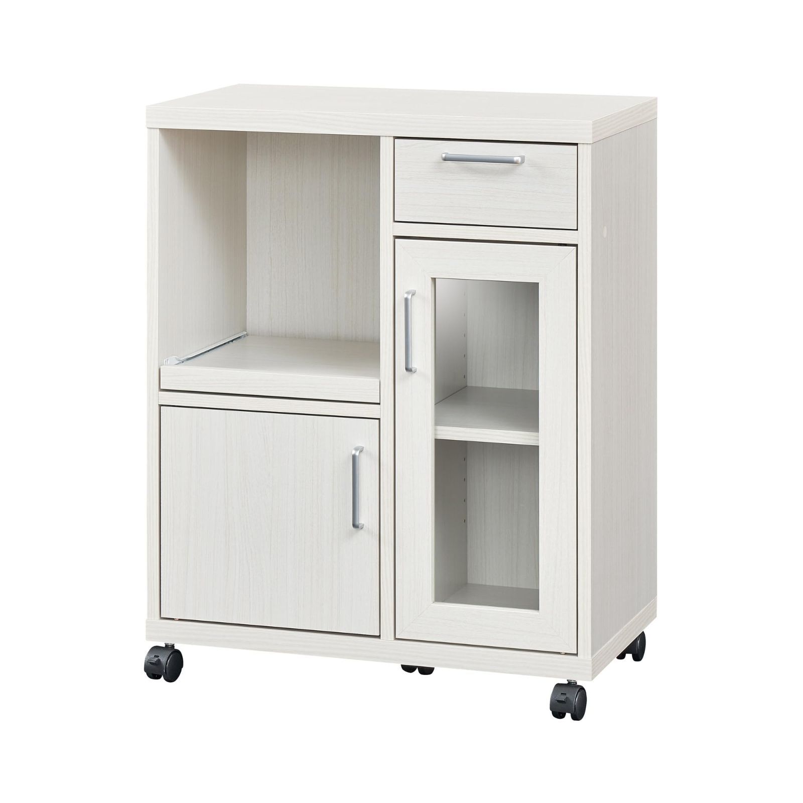 FUL-8065SLWH 幅63.1×奥行35.6×高さ80cm ベーシックデザイン 白木目 ホワイト 一人暮らしの部屋や狭いスペースにぴったりサイズ 同シリーズで組み合わせ自由自在 レンジ台 食器棚 カウンターワゴン 白井産業 Shirai