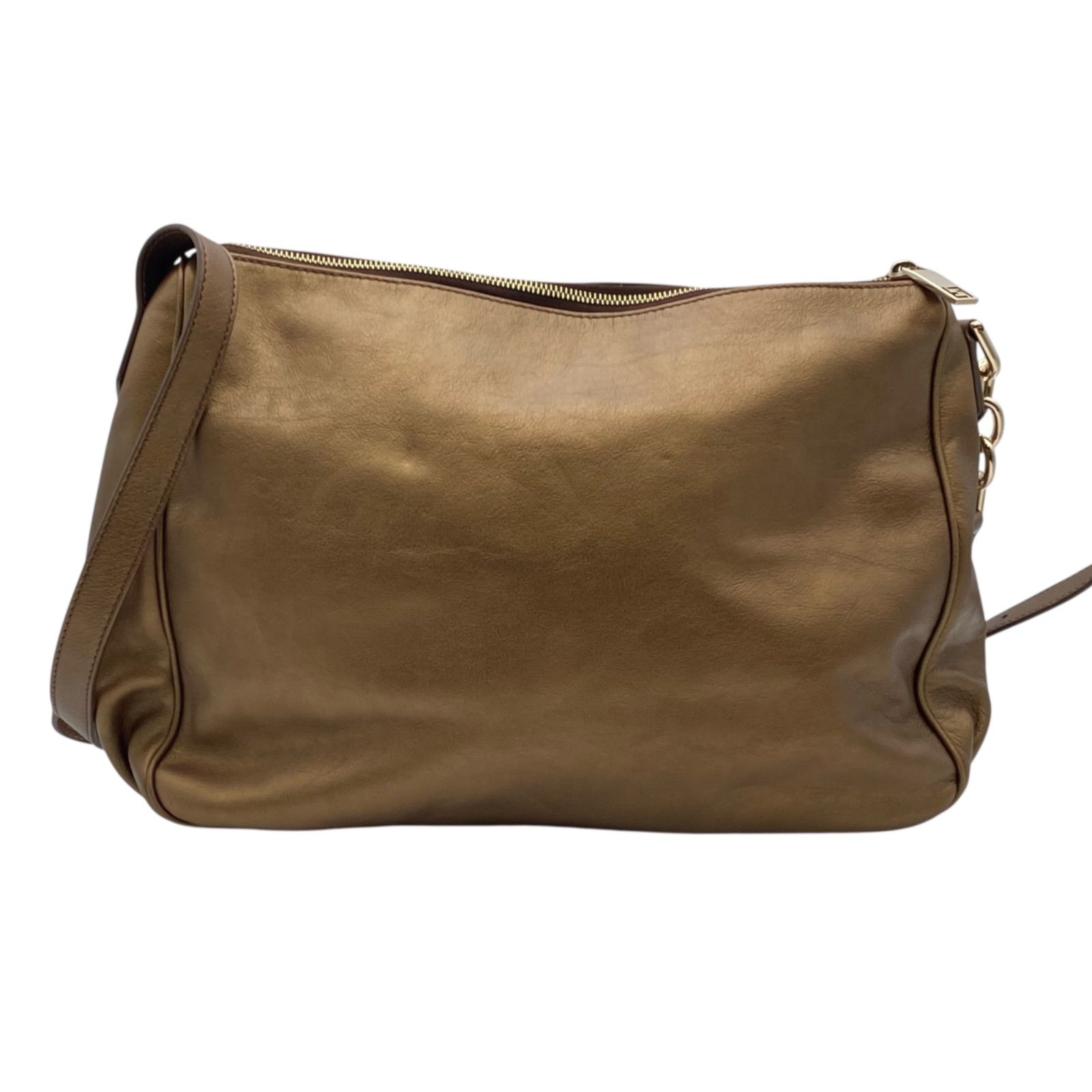 【美品】フェンディ マンマバケット オールレザー FF金具 アイボリー 肩掛け ○美品 フェンディ FENDI マンマバケット ショルダーバッグ FF