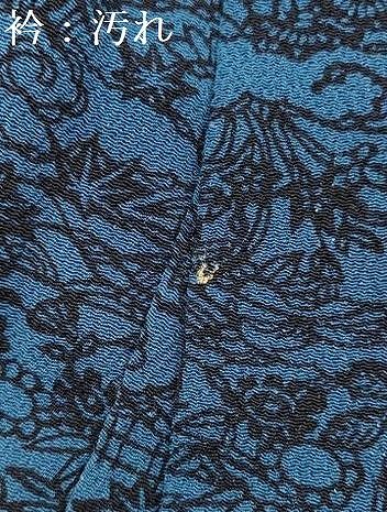 平和屋着物□本藍 型絵染 小紋 風景花文 鬼しぼ縮緬 正絹 逸品