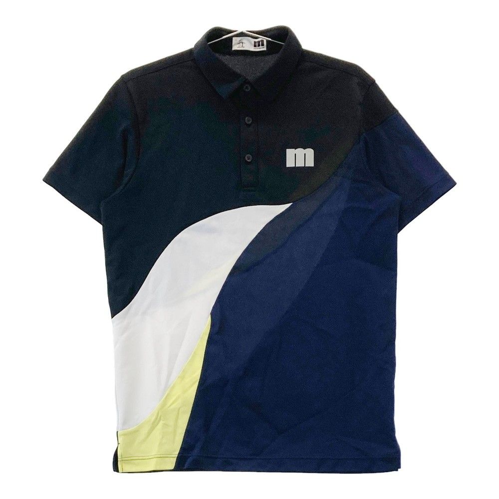 サイズ：M MUNSING WEAR マンシングウェア  半袖ポロシャツ ロゴプリント  ブラック系 [240101431112] ゴルフウェア メンズ ストスト MUNSING WEAR マンシングウェア 半袖ポロシャツ ロゴプリント