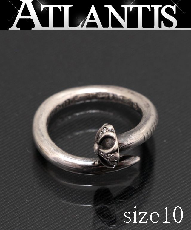 CHROME HEARTS 銀座店 クロムハーツ クロスボール ネイル アフターパヴェダイヤ リング 指輪 シルバー SV925 約10号 98876