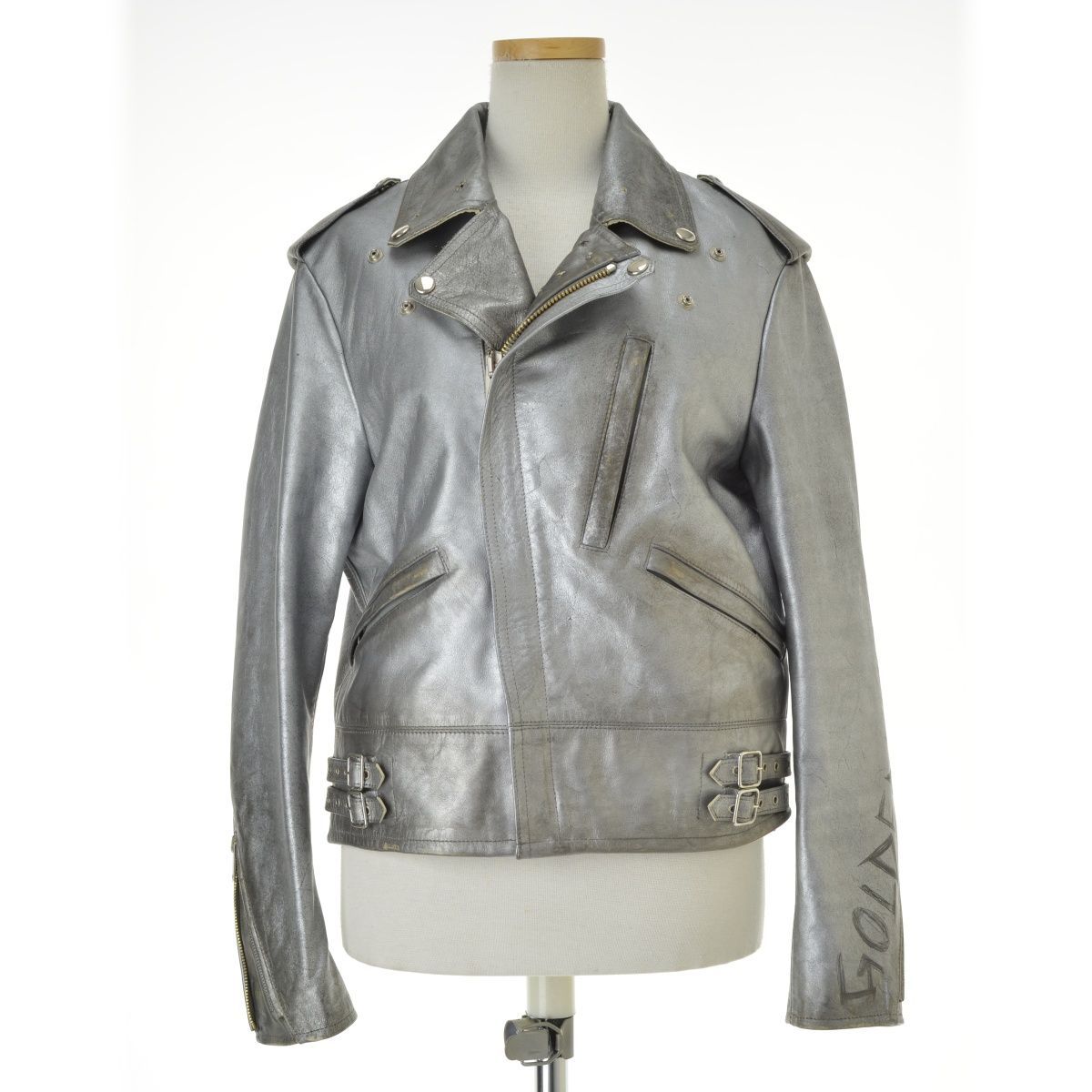 XS【GOLDENGOOSE】18SS ヴィンテージ加工ダブルライダースジャケット  