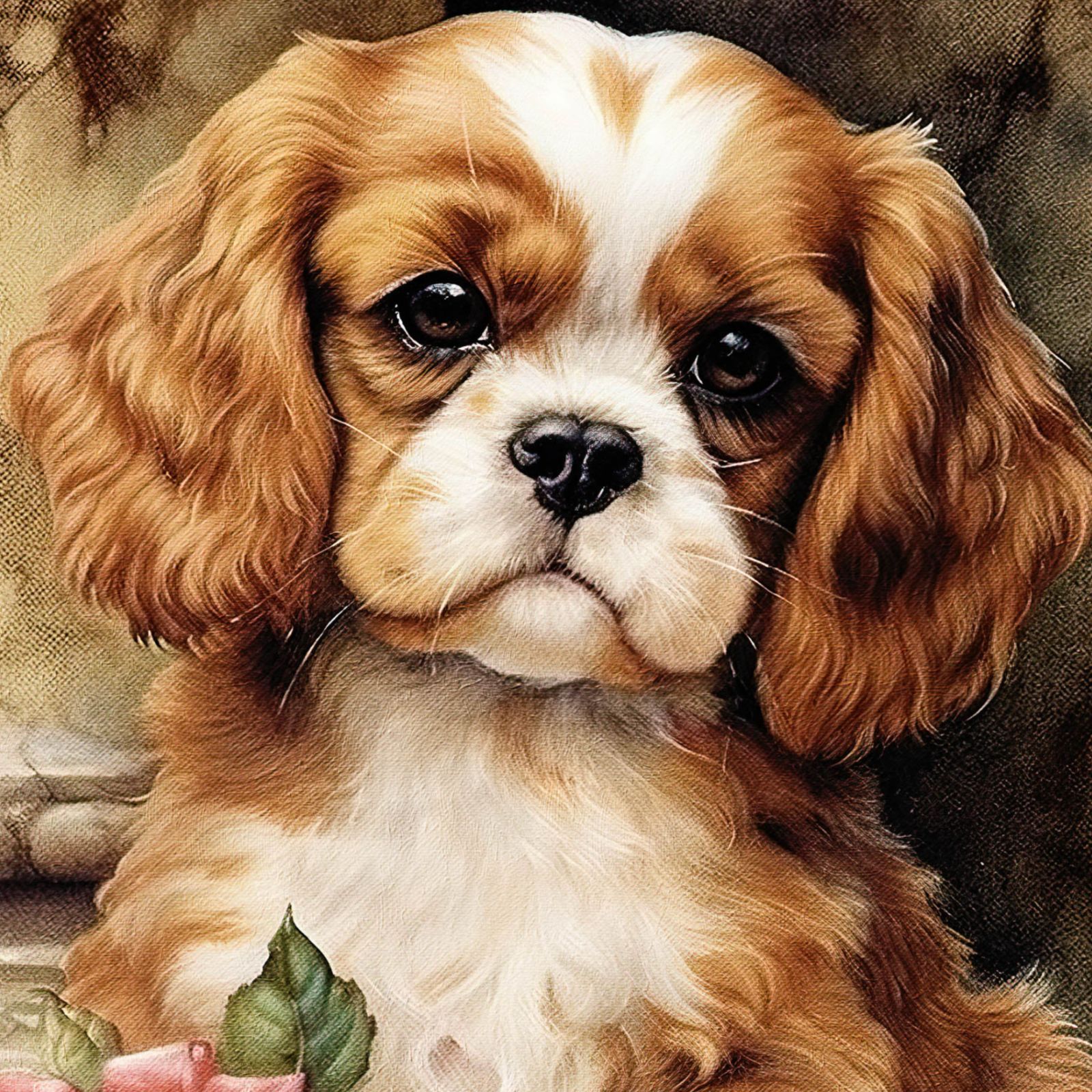 PET219】スパニエル犬のイラスト ヴィンテージ ヴィクトリアン