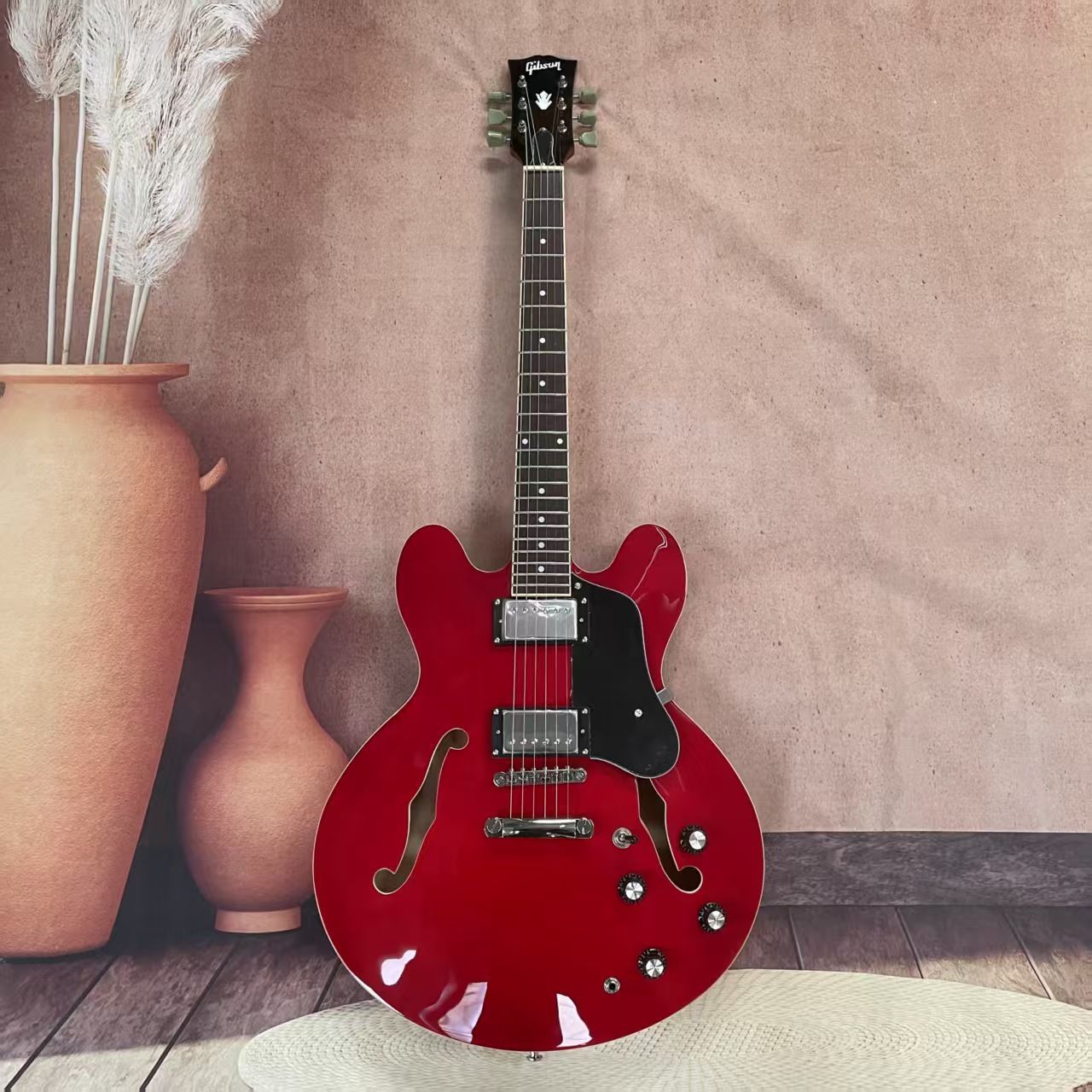 赤 セミアコースティックギター ハムバッカー やま Epiphone ES-335