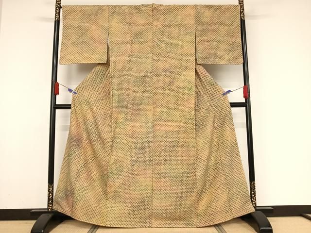 平和屋着物●菅原工房　菅原結作　漢方染紬　絞り　霞文　正絹　逸品　未使用　AAAZ3004np 平和屋着物○菅原工房 菅原結作 漢方染紬 絞り 霞文 正絹