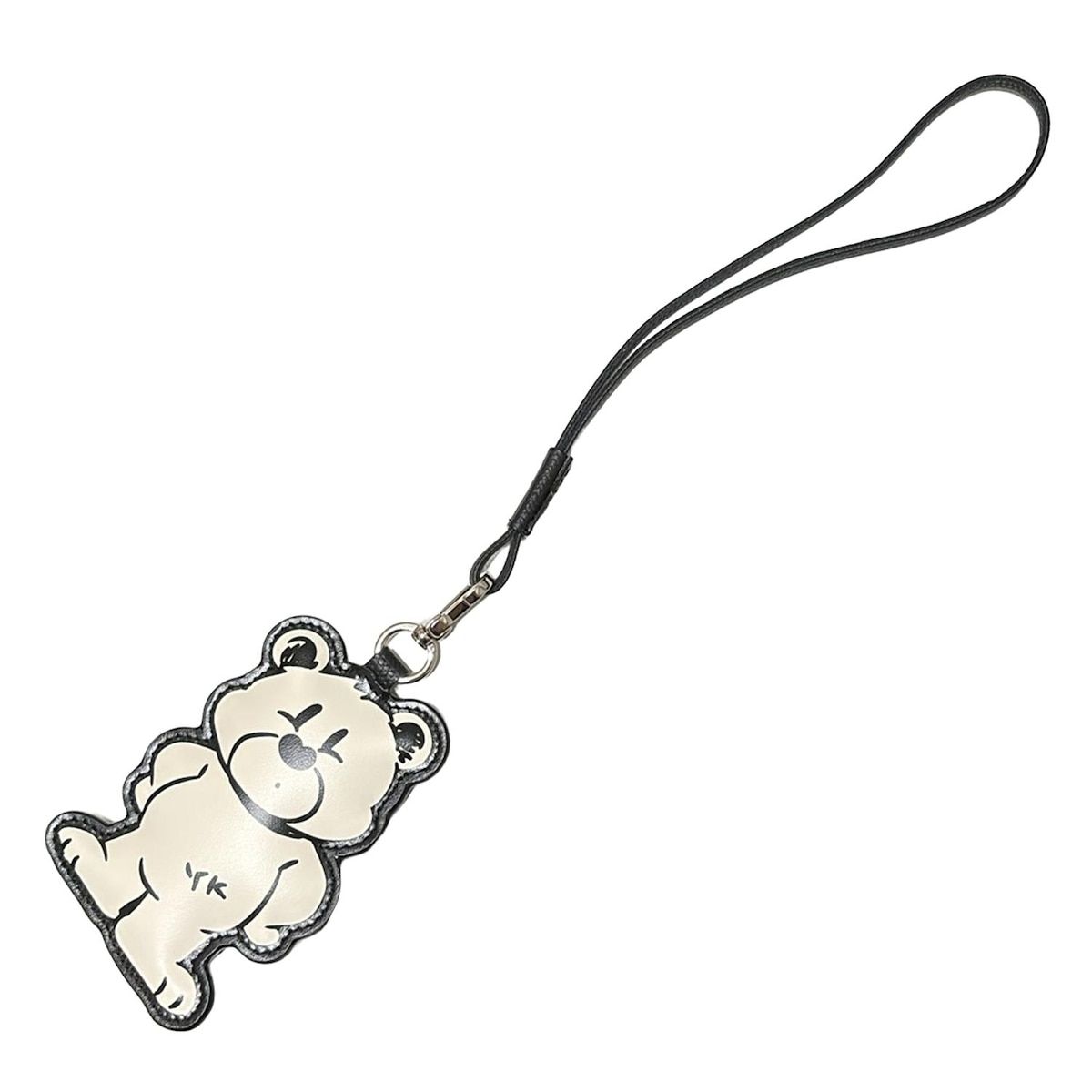 Valextra ヴァレクストラ キーホルダー チャーム - 黒×白 クマ レザー
