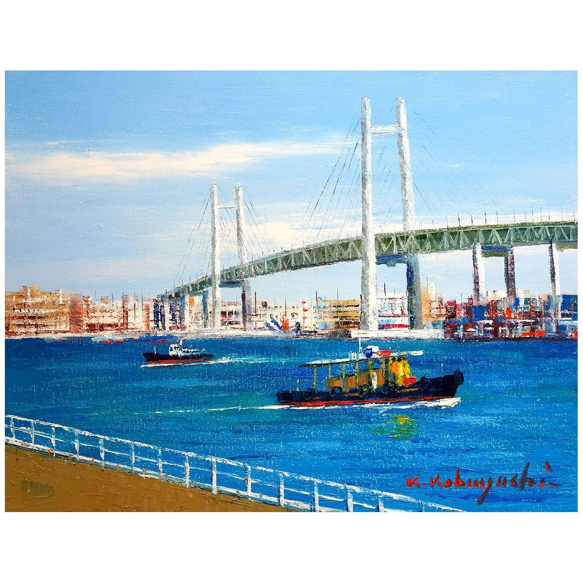 真作」藤田重夫「戸隠高原」風景画 油彩画 額装 サイン有り F6号
