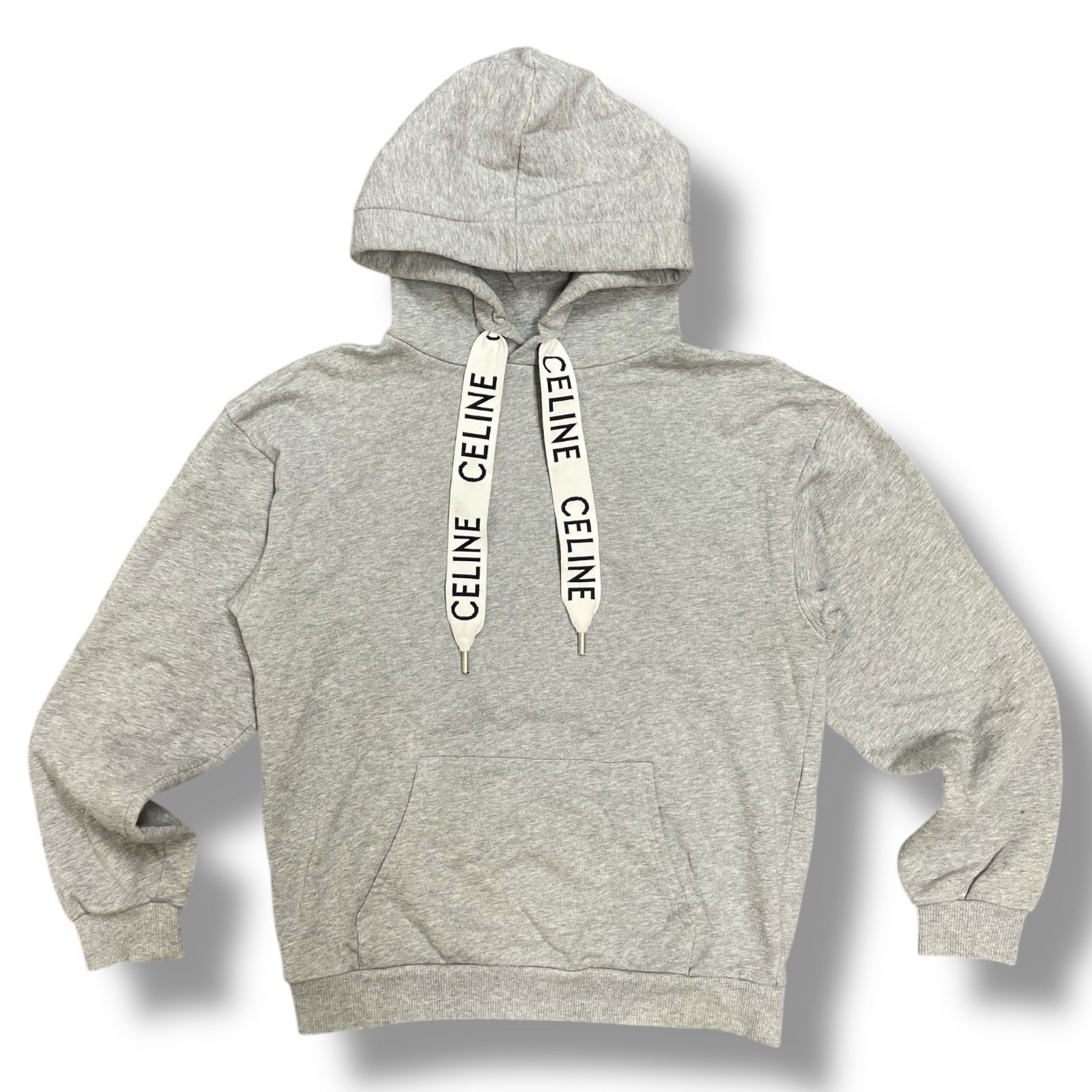 正規 参考上代154000円 CELINE ドローコードルーズフーディー パーカー スウェット セリーヌ 2Y468670Q グレー XS 93715A5