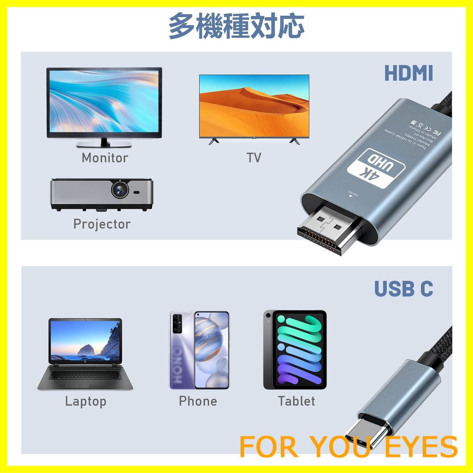 特価商品】USB C HDMI 変換ケーブル【4K@30Hz HDMI映像出力