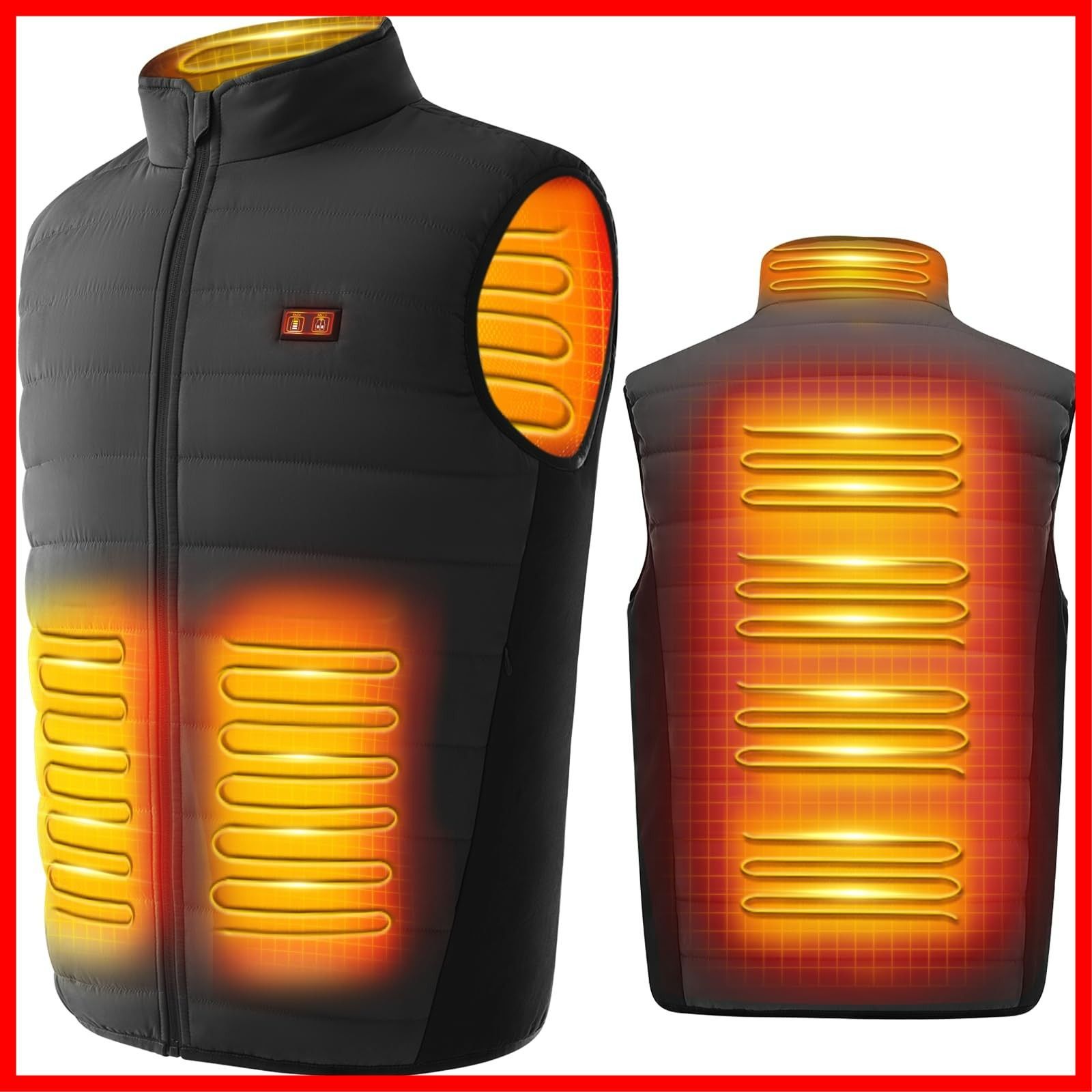 3段階温度調整 7つヒーター 最大11時間 DC給電 30000mAhバッテリー付属 洗濯可 ヒーターベスト 電熱ベスト 通勤 釣り キャンプ アウトドアに最適 LABEWVI