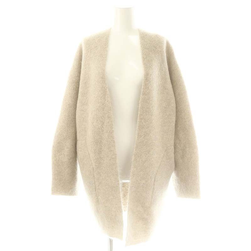 アンフィル unfil stretch superkid mohair cardigan カーディガン ニット モヘヤ混 ウール混 1 グレージュ |MI OS
