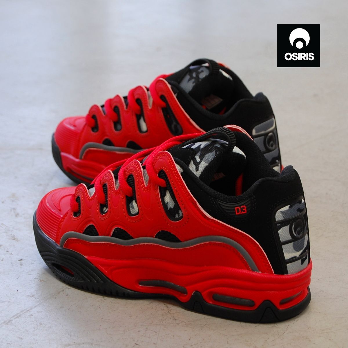 OSIRIS D3 2001 red/black/grey オサイラス レッド 真っ赤 ブラック