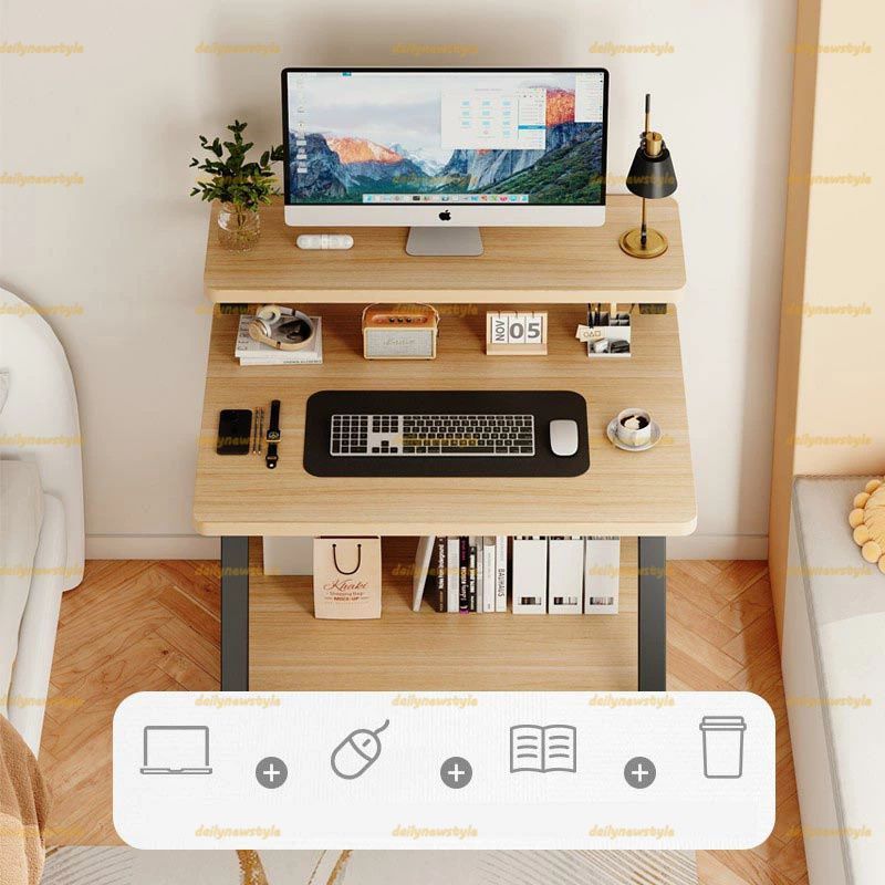 人気推薦 パソコンデスク モニター台付き 棚付きデスク 80 50 95cm pcデスク 勉強机 収納 テレワークデスク 組立簡単 おしゃれ 在宅勤務 仕事用