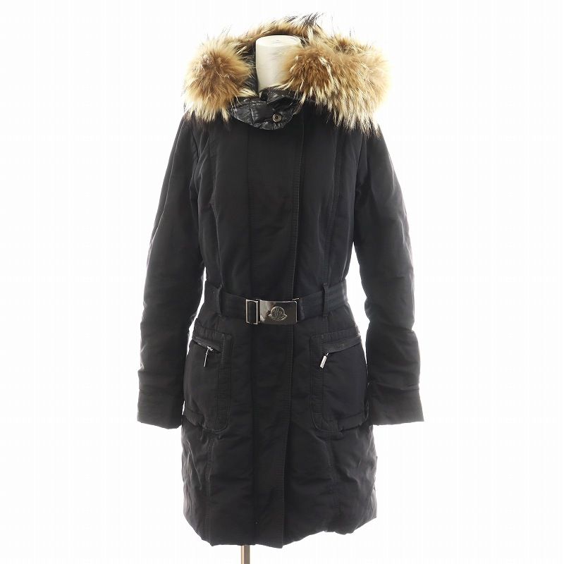 MONCLER ダウンジャケット ROMNEY タヌキファー ブラック ベルト