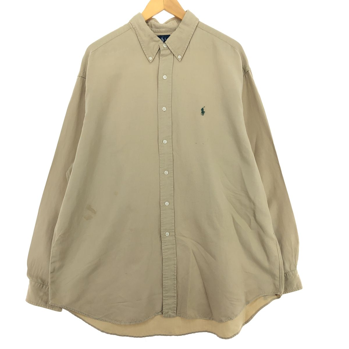 古着 ラルフローレン Ralph Lauren BLAKE 長袖 シルク×リネン ボタンダウンシャツ メンズXL/eaa452319