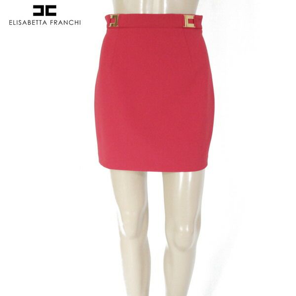 80 OFF エリザベッタフランキ ELISABETTA FRANCHI スカート 40 ESK693 Sサイズ レッド レディース ミニ丈スカート タイトスカート 台形 イタリア製