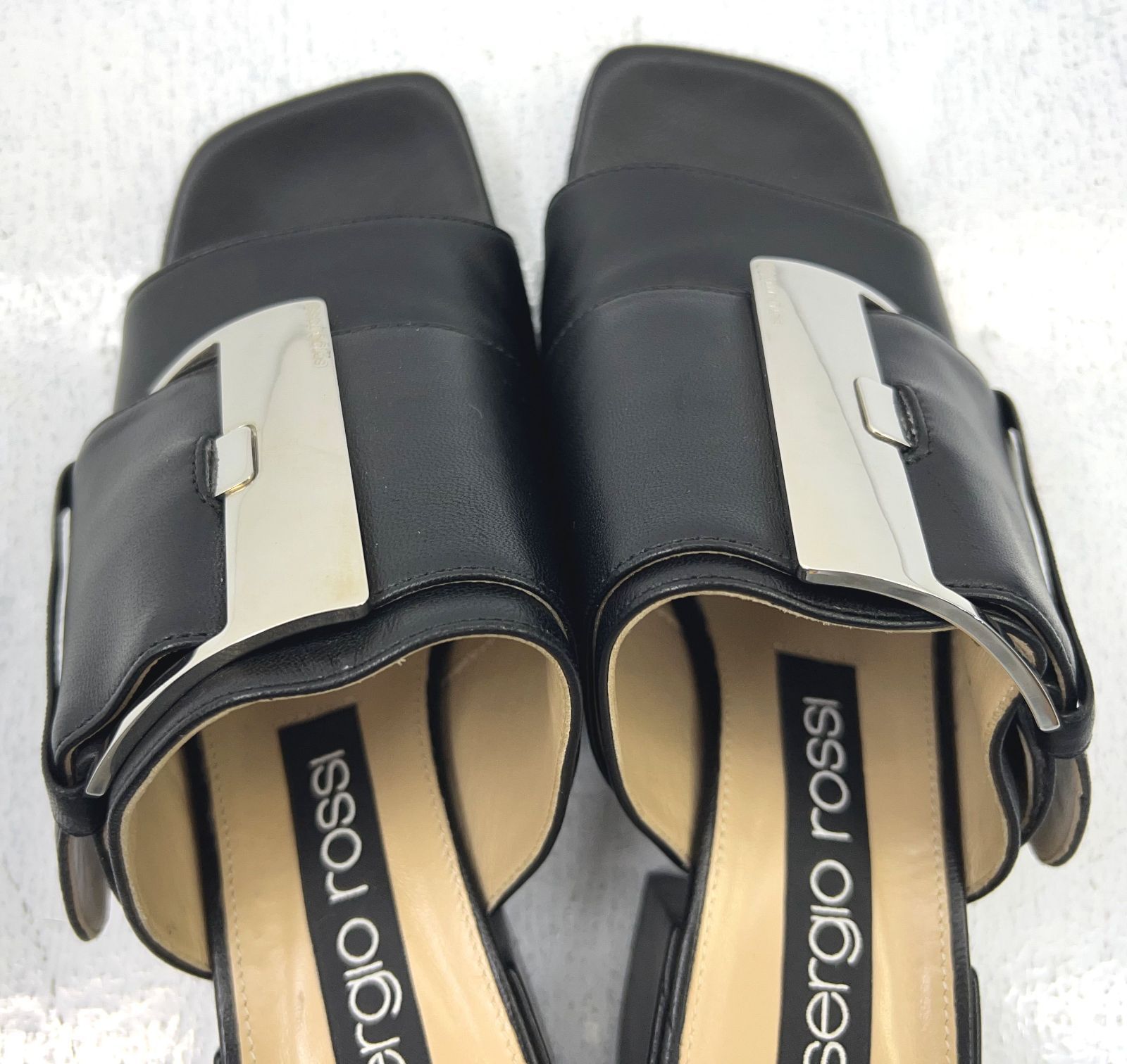 Sergio Rossi オープントゥ サンダル 盛岡80-0056】sergio rossi ｾﾙｼﾞｵ ﾛｯｼ オープントゥ サンダル