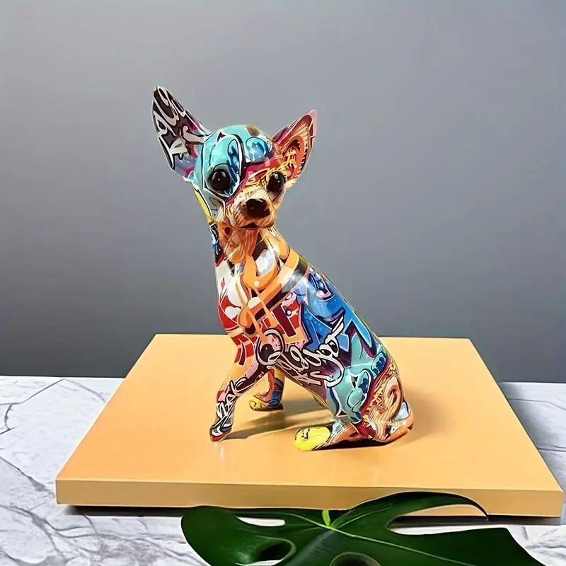 モールアート☆スムースチワワ カラフルドッグフィギュア チワワ ストリートアート ドール