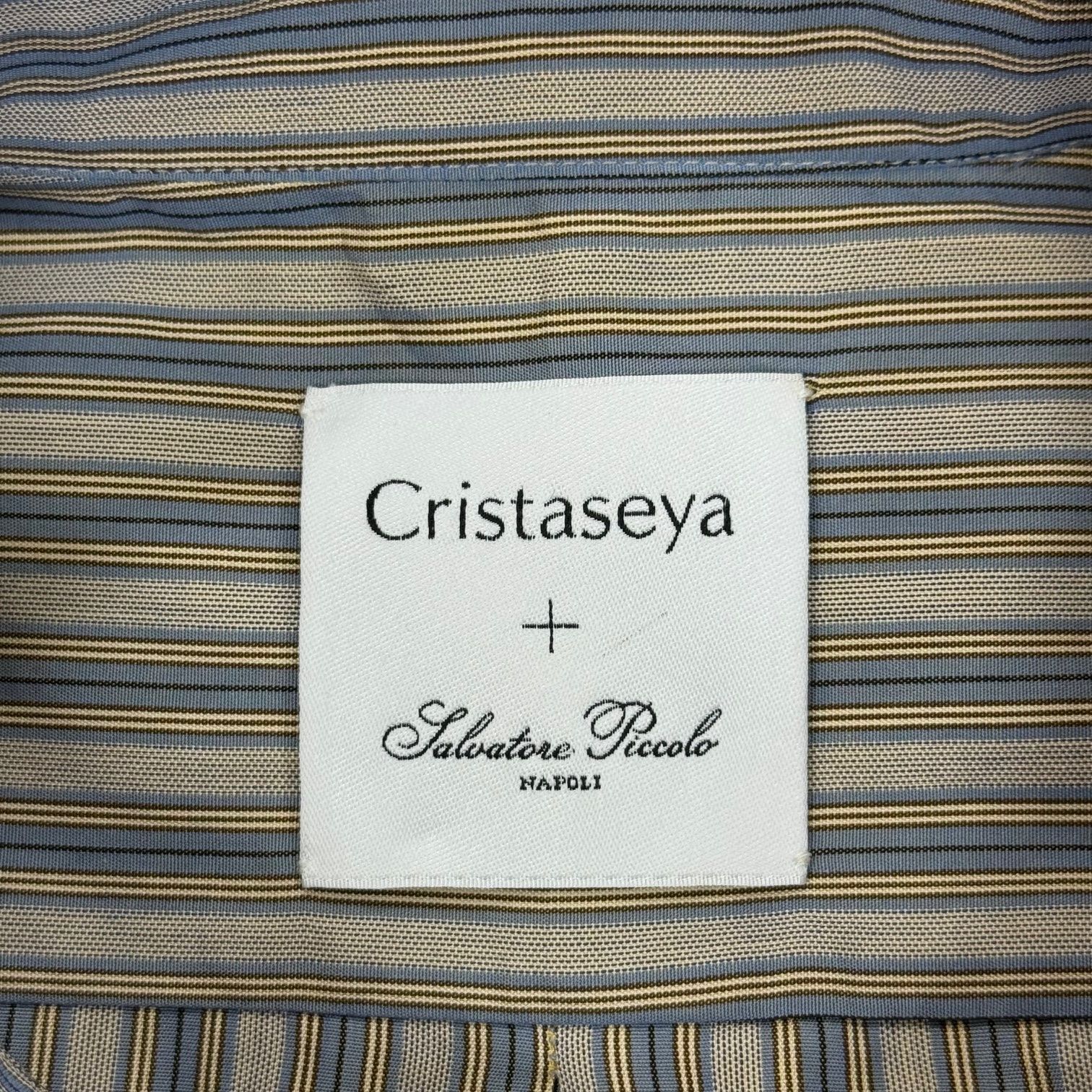 定価105400円 Cristaseya × Salvatore Piccolo COTTON HANDMADE MAO SHIRT  マオカラーストライプシャツ クリスタセヤ サルバトーレピッコロ コラボ 02SP-LB XL 81213A4 - メルカリ