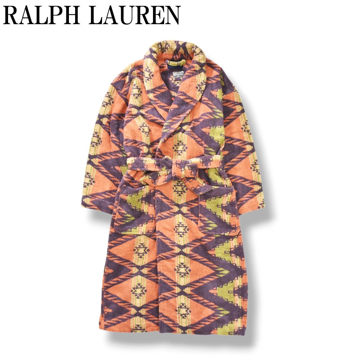 ラルフローレン RALPH LAUREN ネイティブ柄 バスローブ ガウンコート パイル ウエストベルト付き メンズ レディース ユニセックス 男女兼用