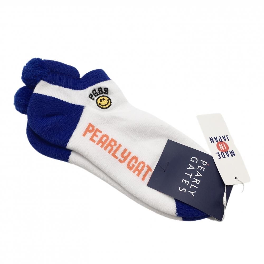 新品】パーリーゲイツ ソックス 白×ネイビー くるぶし ボンボン
