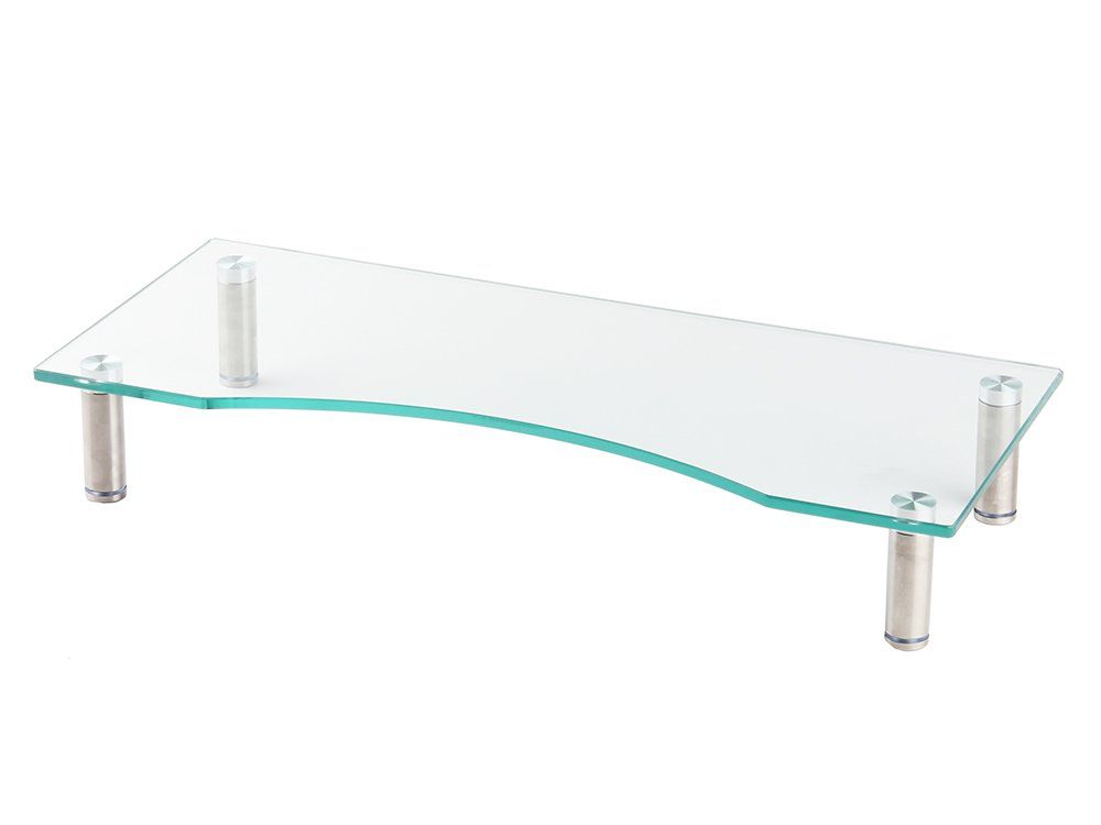 GREEN WEEK グリーンウィーク 厚8mm 強化ガラス PC/TV ディスプレイ モニター 机上台 幅560mm キーボード収納 高さ調整機能 [クリア/透明] [幅560ｍｍ]