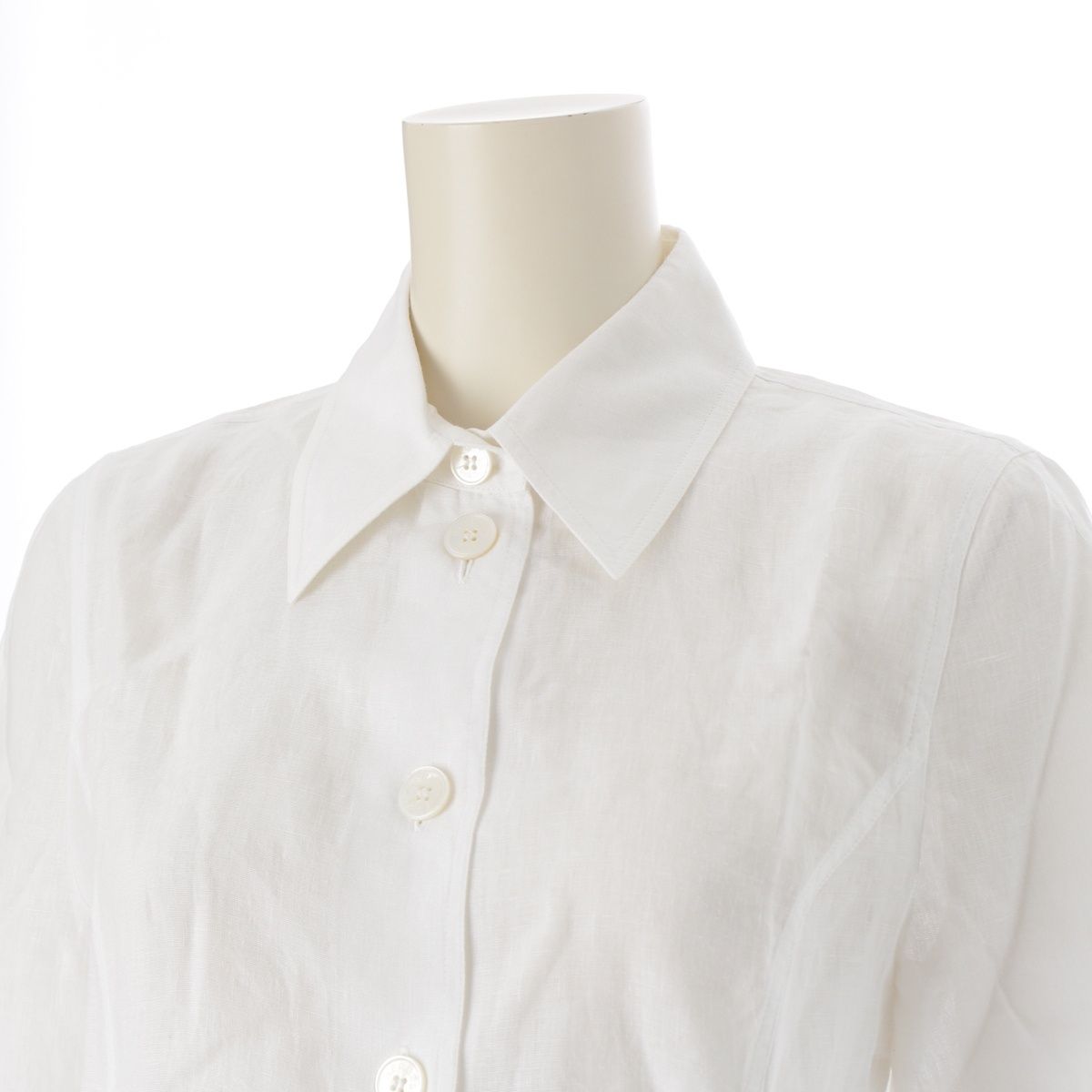 エルメス ヴィンテージ リネン 半袖シャツ トップス ホワイト 36【】