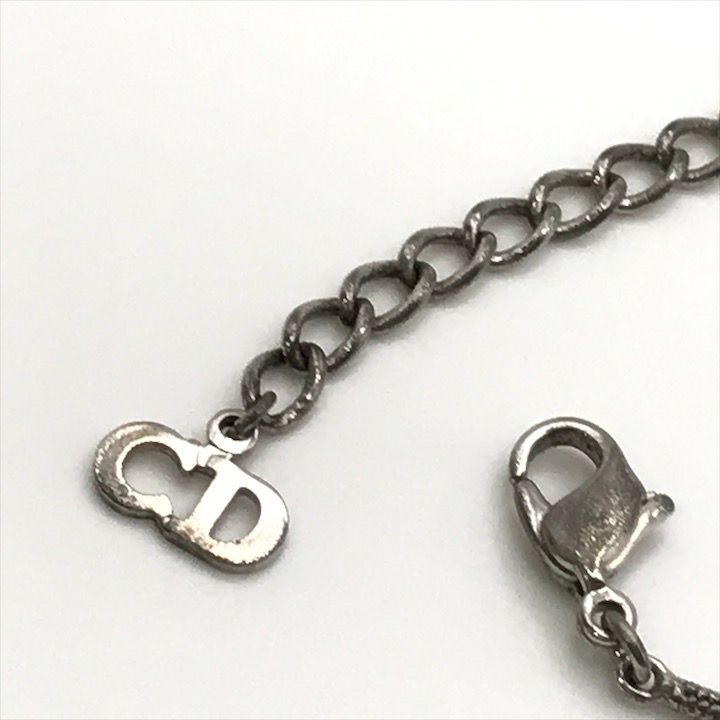 良品 Christian Dior ディオール ロゴ ハート メタル シルバー  