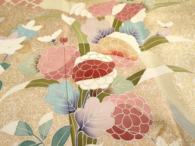 平和屋着物□訪問着 絞り 草花丸文 金彩 正絹 逸品 AAAX7712ph