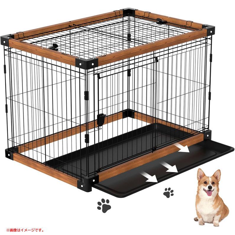 D4655◆ ペットサークル ケージ ハウス 犬 中小型犬用 屋根付き トレー付き TSAYAWA|CW152