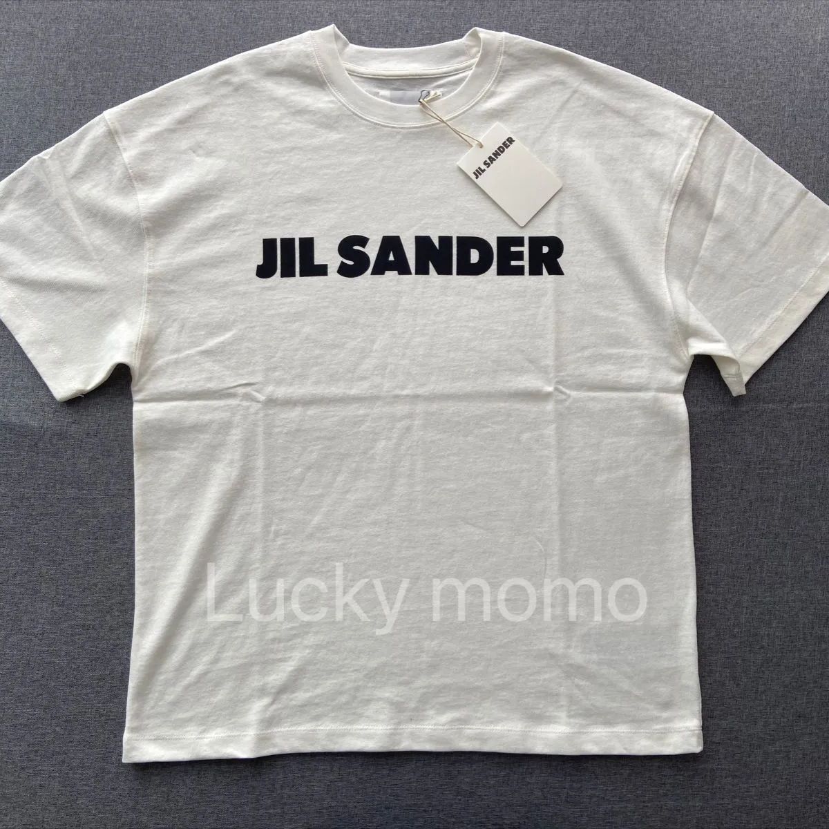 大人気 新品 JIL SANDER ジルサンダー プリント ロゴ コットン Tシャツ男女兼用 ファッション トップスTシャツ カットソー  半袖(Tシャツ) ホワイト