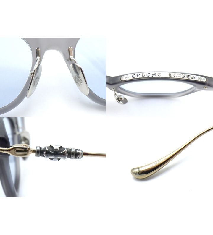 クロムハーツ ブラックメタルフレーム 四角形メガネ クロムハーツの