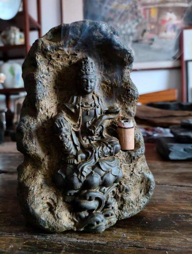 石像 石仏 観音仏像 禅意 置物 香座書房 文鎮 茶道茶台 装飾品 工芸品 置物 仏像 観音如意 観音香座 文房 文鎮 茶台 装飾品 工芸品 置物