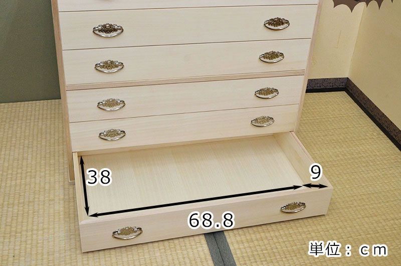 シルバー取っ手 桐たんす 6段 京都市やま オリジナル 重ねる 帯たんす 総桐タンス 総桐箪笥 台輪無 幅75cm 本体15mm使用 帯を入れやすい引出し内寸9ｃｍ 帯タンス 帯箪笥 肥前桐民芸 国産品 桐ダンス USTAUSTRALIA_COM_AU