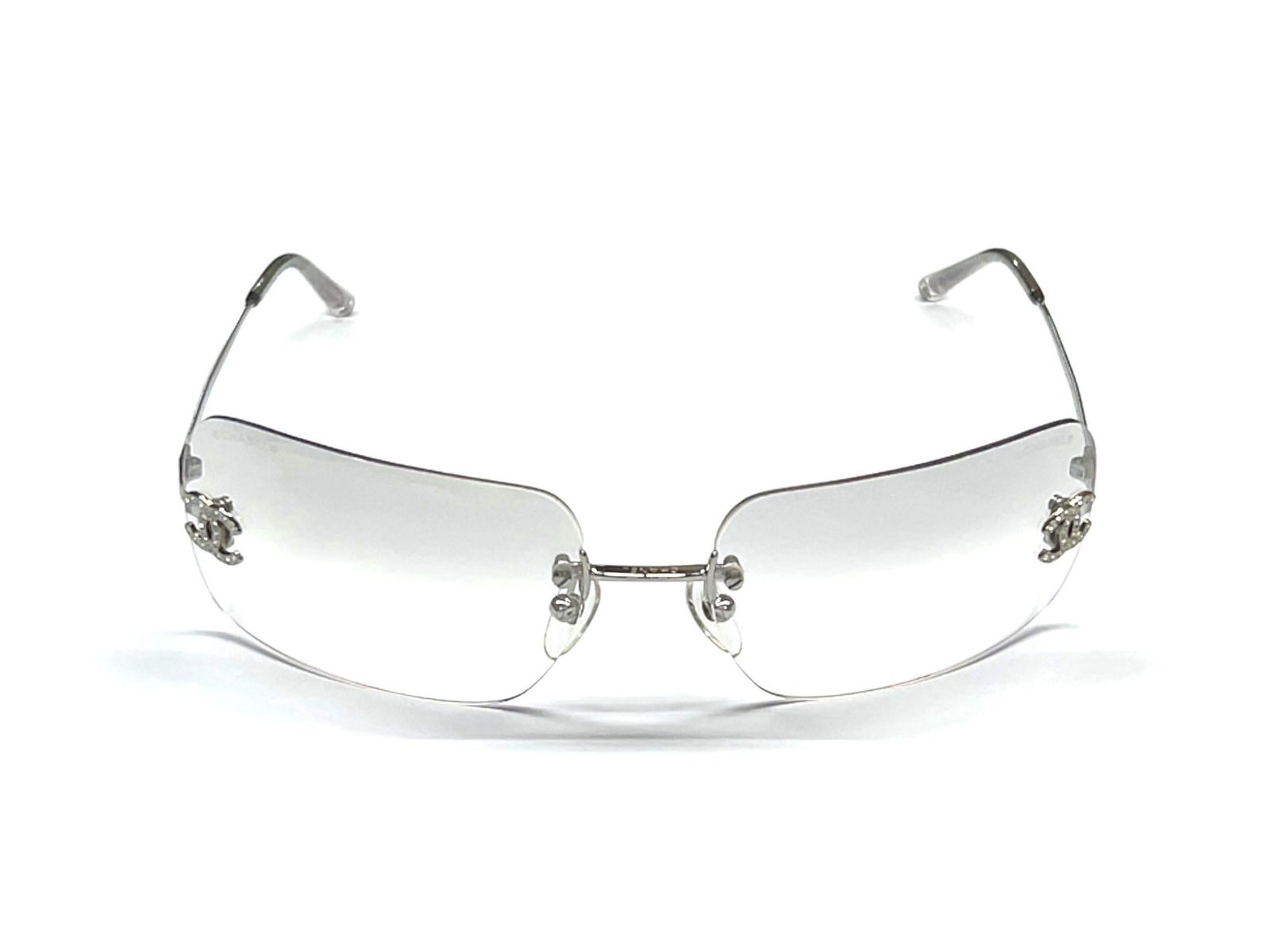 CHANEL (シャネル) イタリア製 サングラス メガネ 眼鏡 アイウェア グラデーション ココマーク ロゴラインストーン 4017D 6217  シルバー ブランド/025