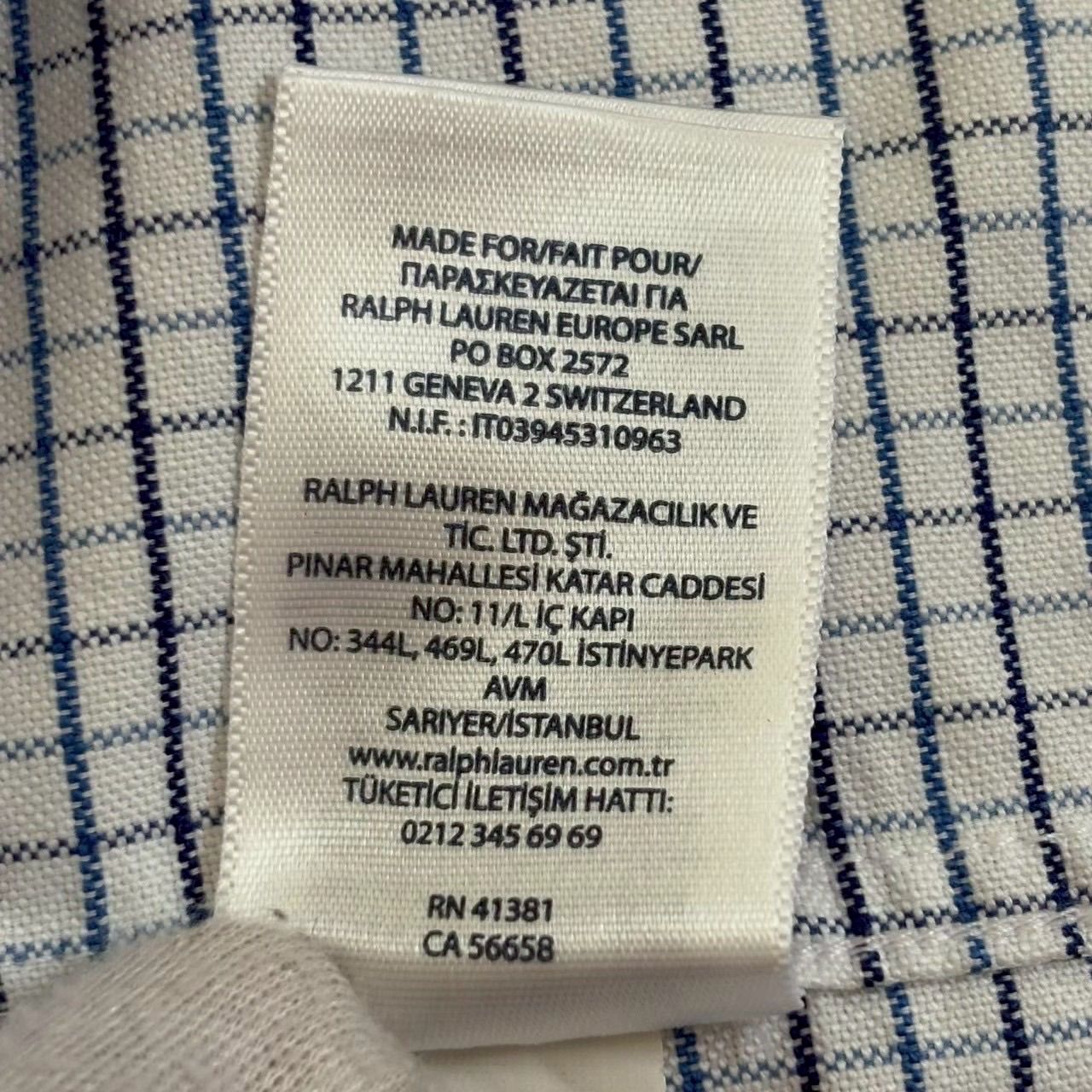 未使用 Ralph Lauren ラルフローレン チェックワイシャツ 青系 白 
