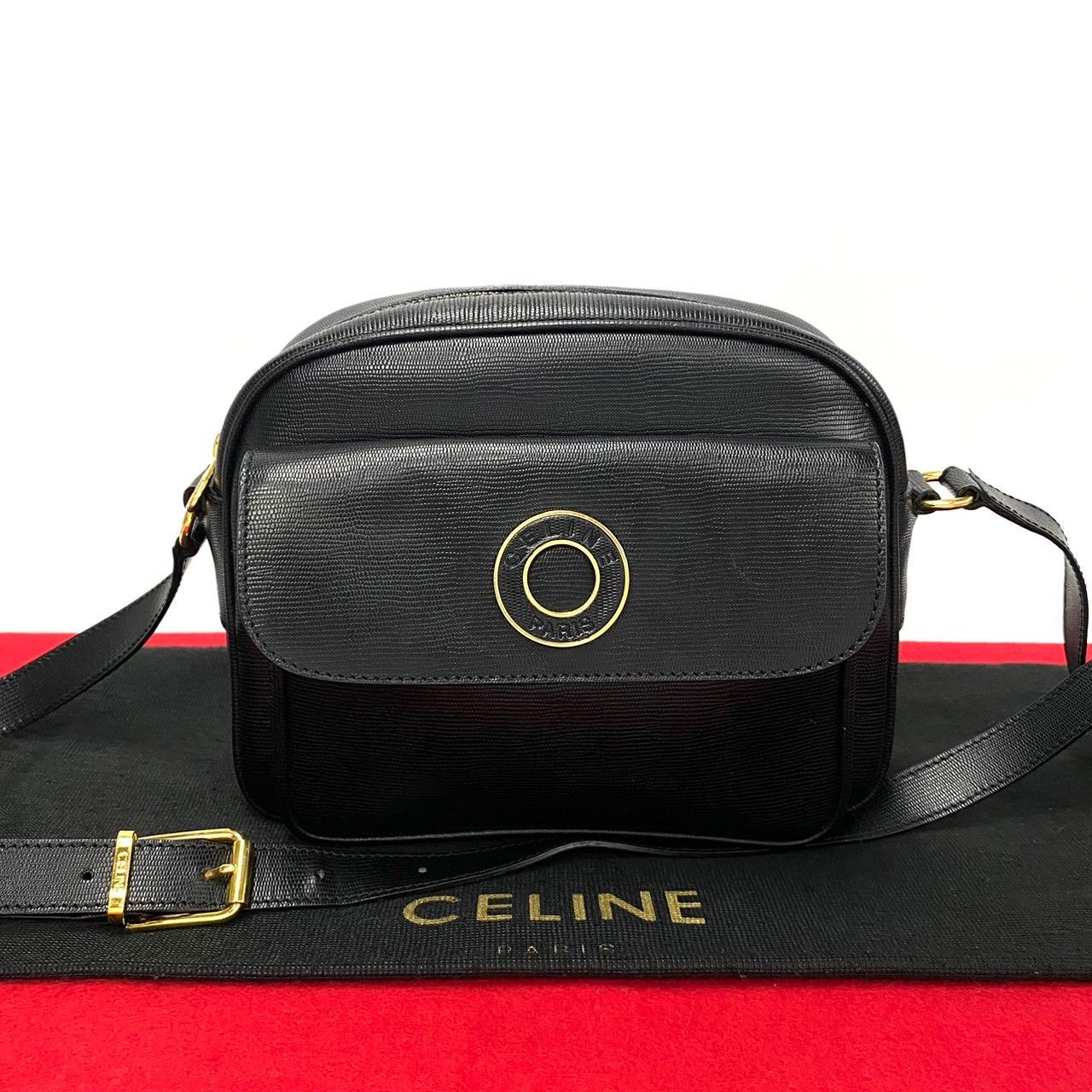 ほぼ未使用 CELINE セリーヌ ヴィンテージ サークル ロゴ 金具 レザー 本革 ミニ ショルダーバッグ ポシェット サコッシュ ブラック  31612 - メルカリ