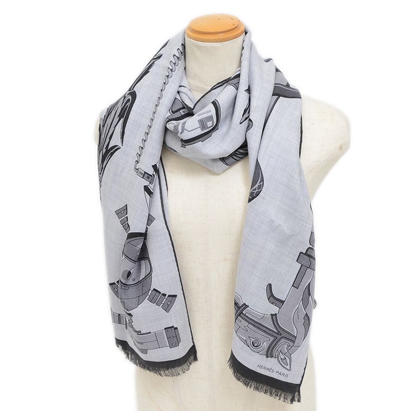 ❤お得なお品❤クリーニング済 カシシル ストール グレー エルメス レザータグ ❤お得なお品❤クリーニング済 カシシル ストール グレー