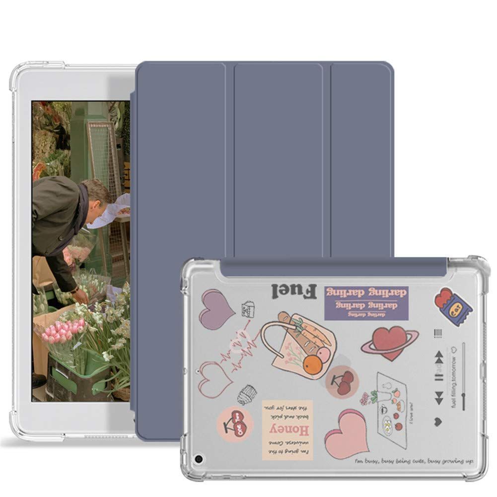 9 7 インチ 保護カバー iPad ワイヤレス充電対応 2018 2017 三つ折りスタンド オートスリープ機能 クリアケース 7カバー 薄型 軽量 Purple ペンスロット付き