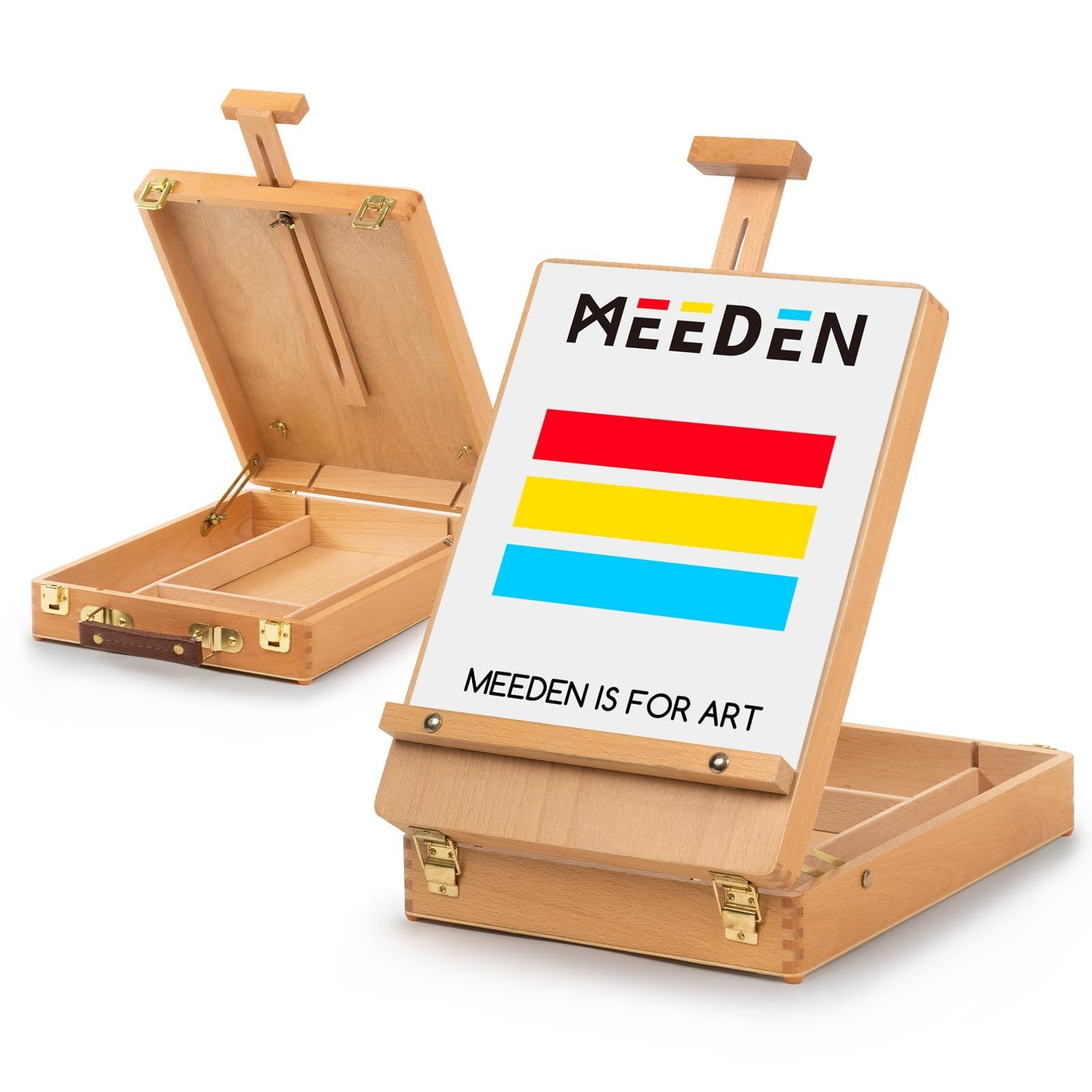 新着商品 MEEDEN 卓上イーゼル 木製 折りたたみ式 収納ボックス付き 角度調節 携帯 収納ボックス付き 画板立て 描画ボード スケッチボード スケッチイーゼル 写生用 スケッチ用 芸術家 学生 に最適 最大53cmのアート作品を収納