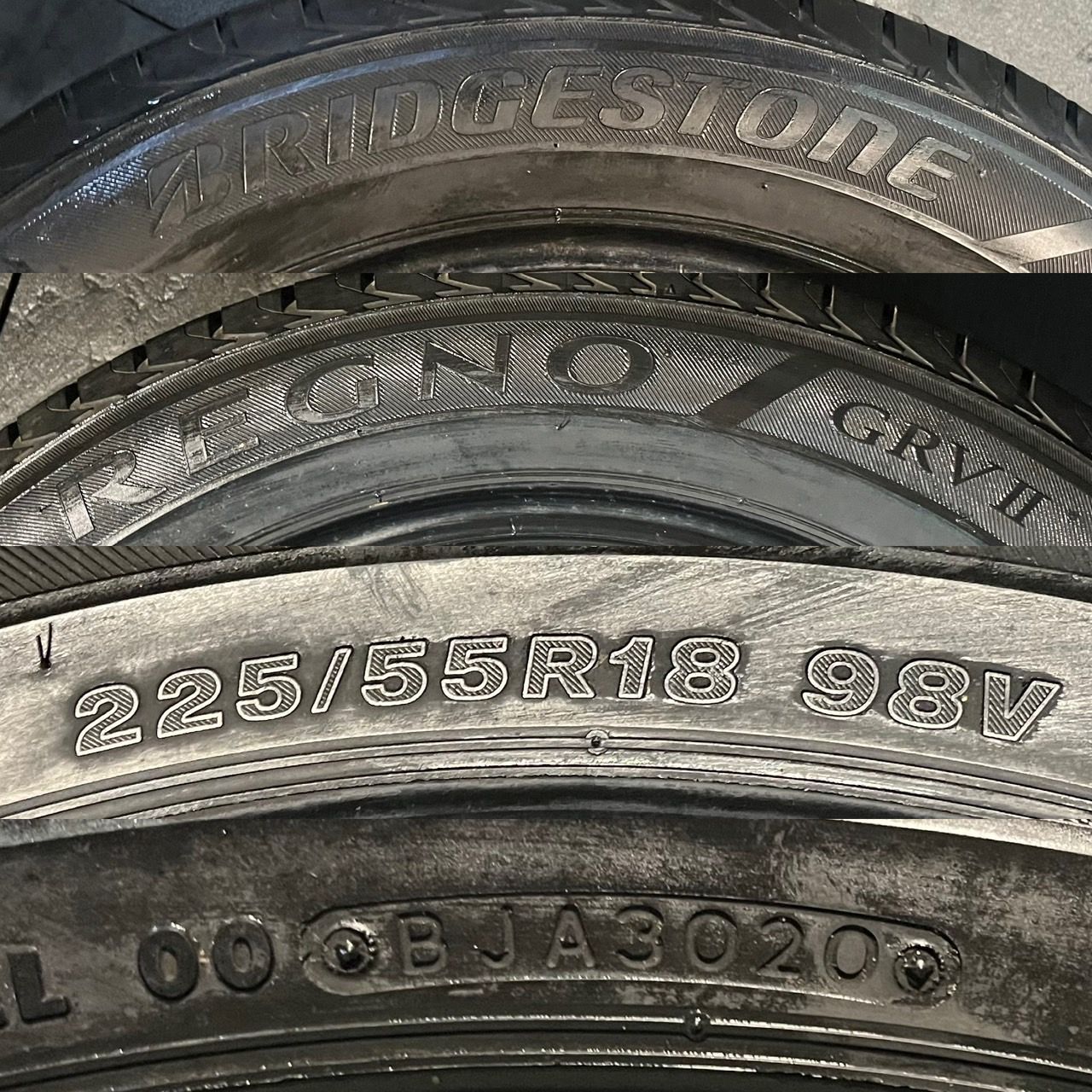 しかも送料無料 です！ 2020年製 約7.5～8分山 ブリヂストン BRIDGESTONE レグノ REGNO GRVⅡ 225 55R18 2本 h_327 満足のいく