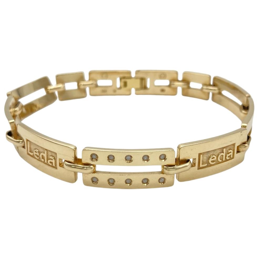 レダ Leda ロゴプレート ブレスレット ダイヤモンド 0.06ct K10 27.9g