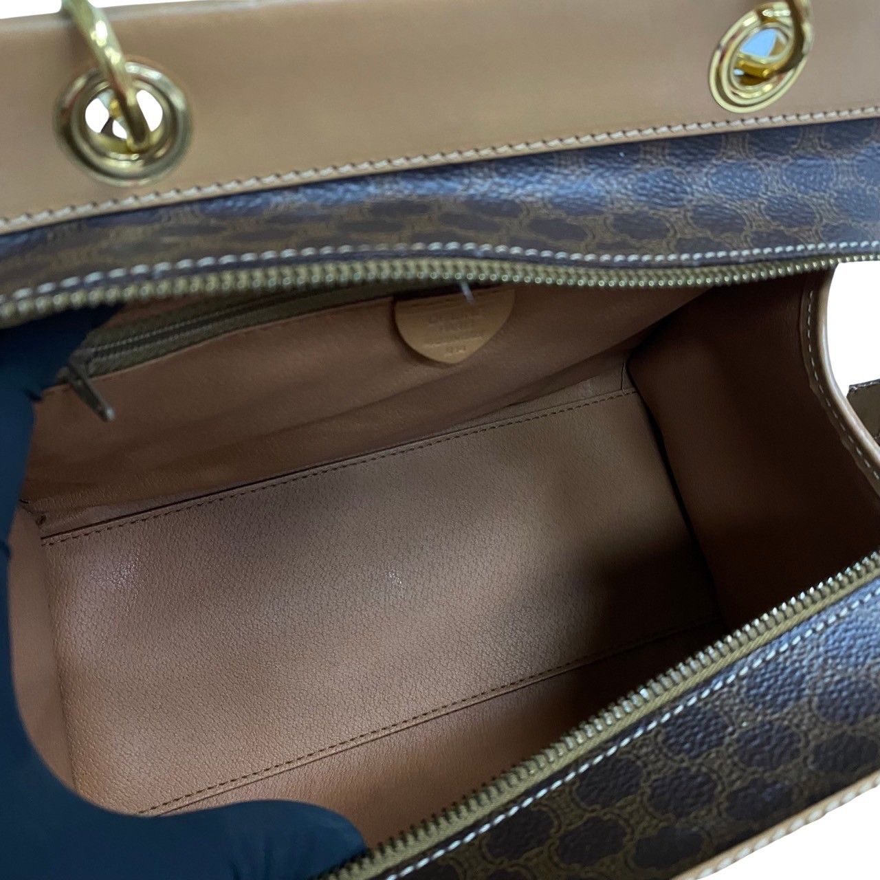 極 美品 CELINE セリーヌ ヴィンテージ マカダム ブラゾン ロゴ レザー 